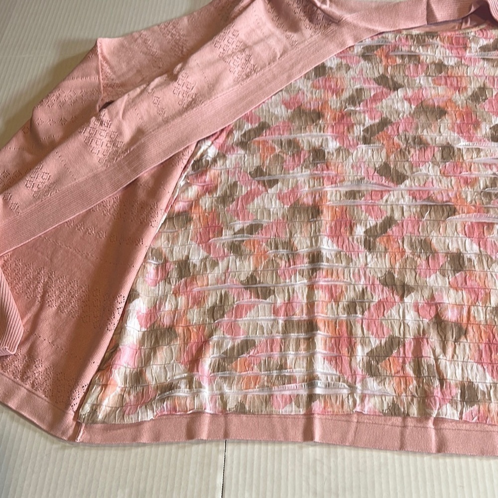 NWT Alfred Dunner Pink Open Front Knit Cardigan Sweater attached ruffle shirt 3x - Picture 7 of 10